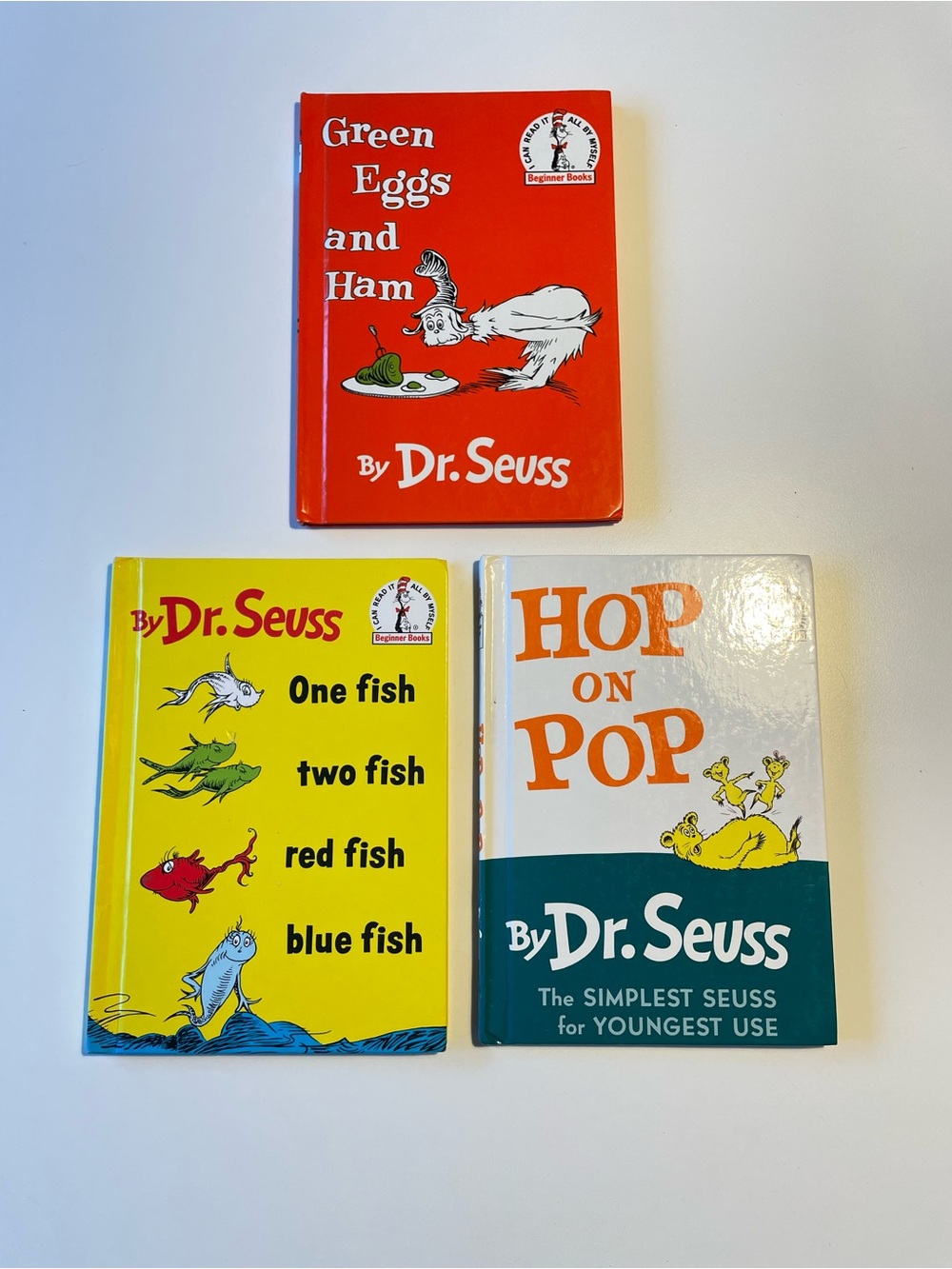 Vintage Dr. Seuss Hardcover Book Lot (3) Green Eggs & Ham One Fish Hop On Pop